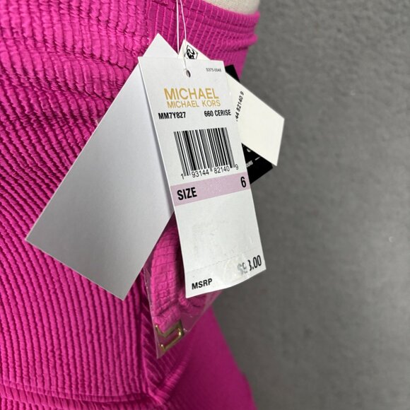 Michael Michael Kors Women's One-Shoulder Side-Cutout Swimsuit Pink Size 6 NWT's - Picture 7 of 8